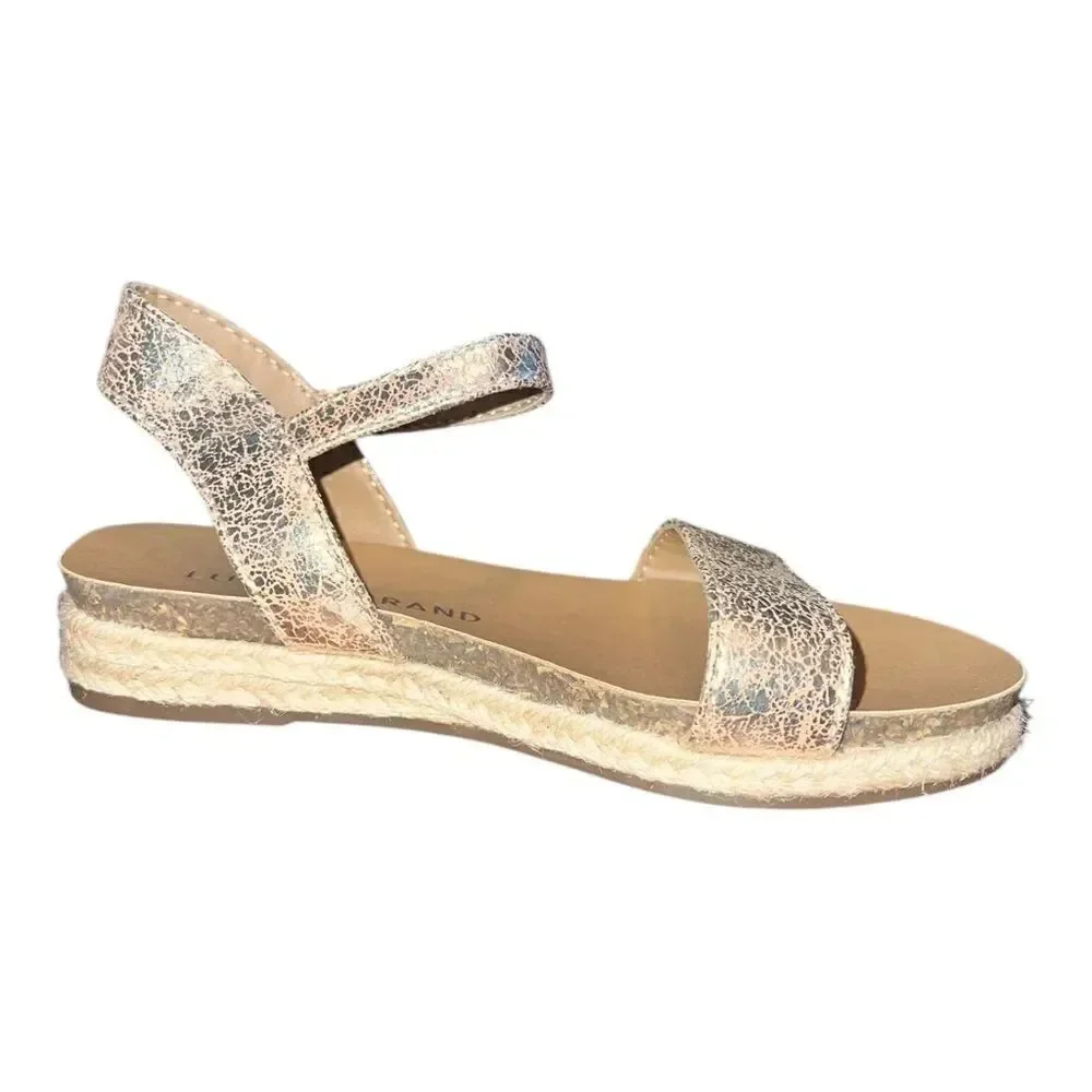 Lucky Brand Girls Gaelia Espadrille Sandals Metallic Gold Leather 13M New